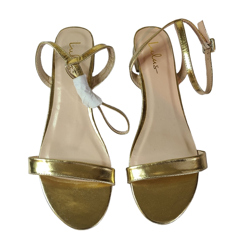 Gold Strappy Ankle‑Buckle Sandals - Women